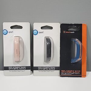FITBIT FLEX 2 REPLACEMENT BANDS - BLACKWEB & ONN, BLACK , BLUE, PEACH 3-PACK